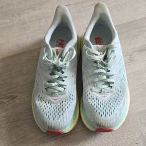 Hoka One One Women's Mint Green Running Shoes with Yellow Accent